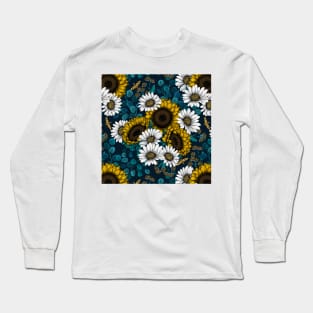 Sunflowers and daisies, summer garden Long Sleeve T-Shirt